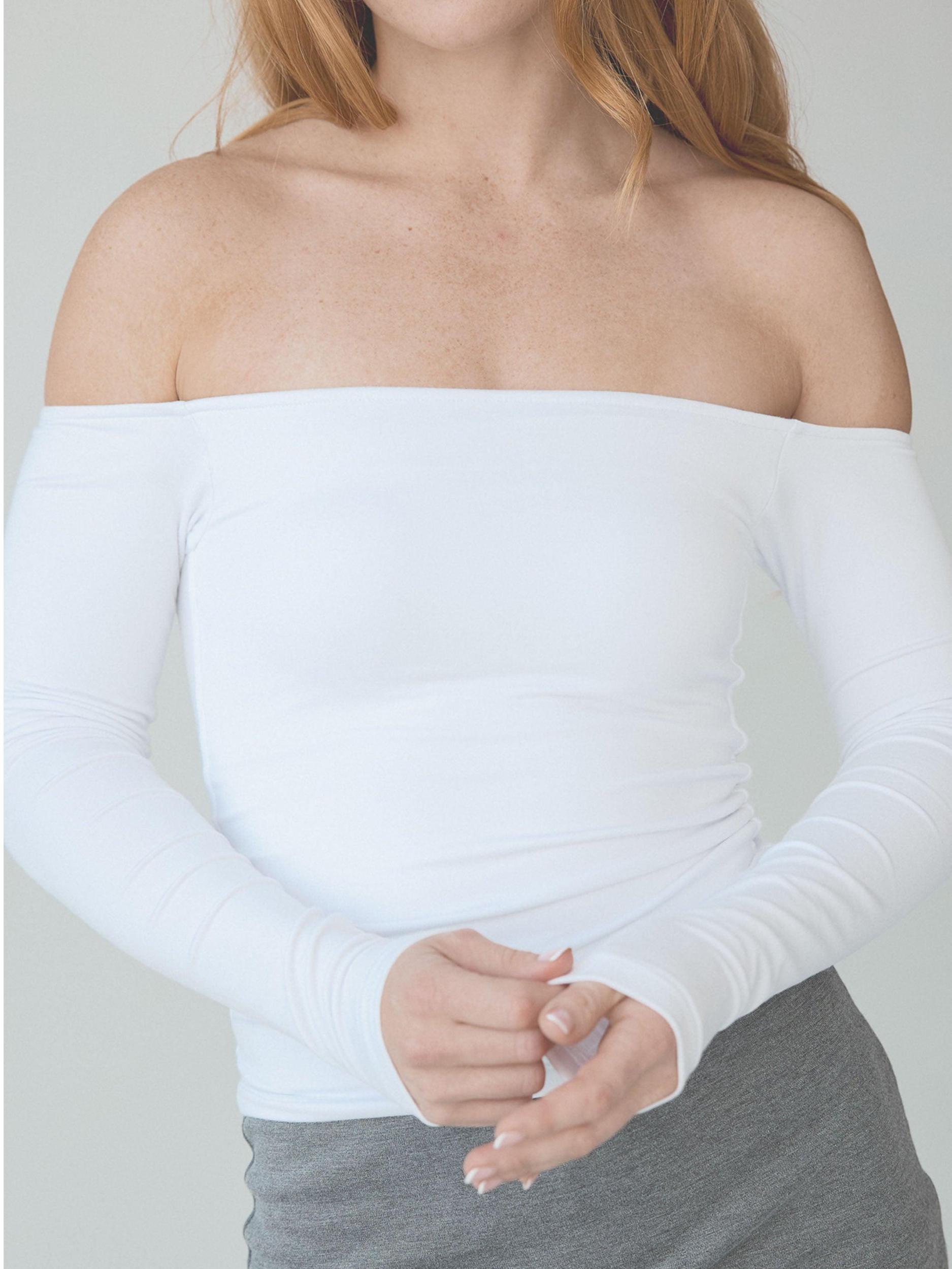Solid Off The Shoulder Braless Long Sleeve Product Image