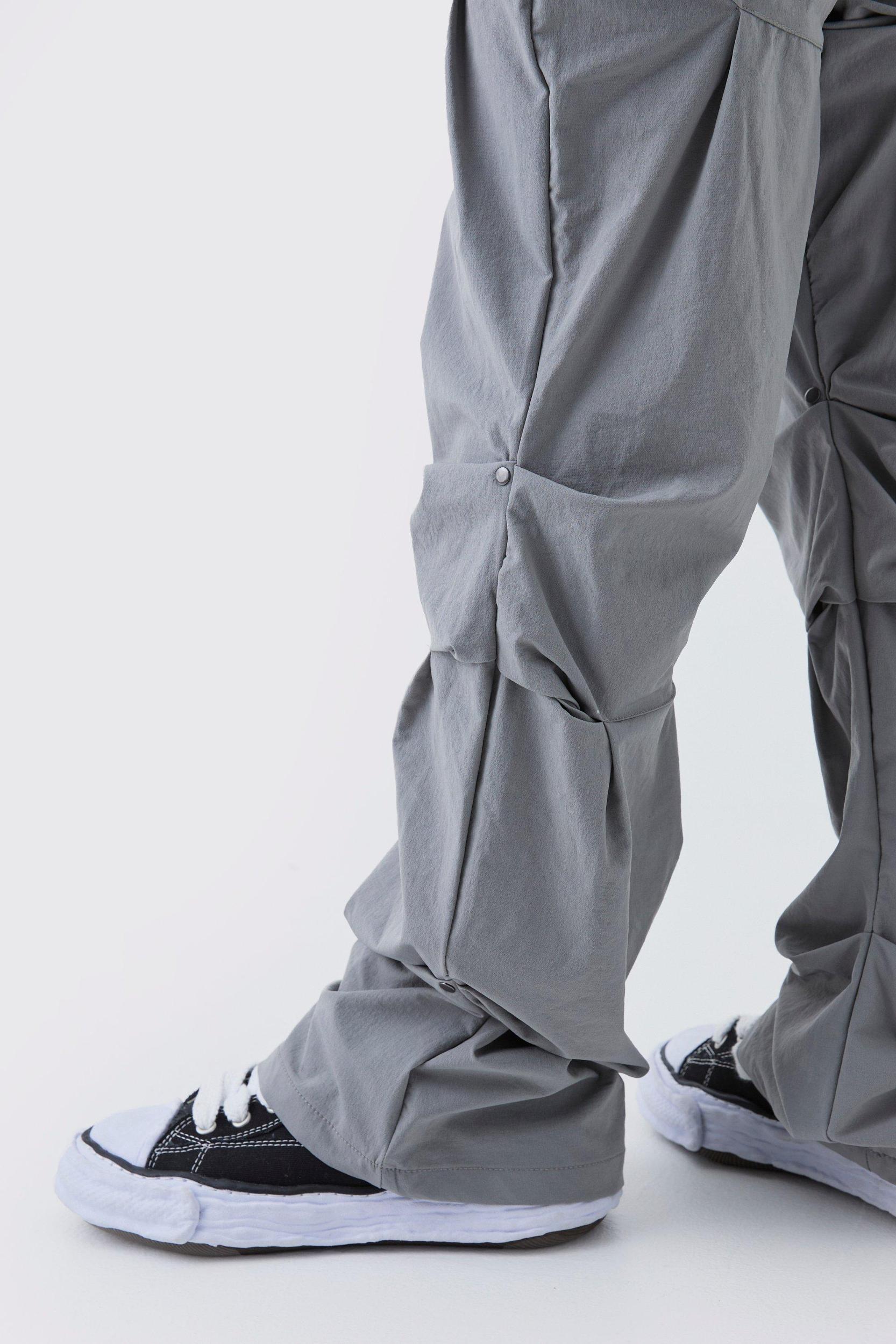 Slim Fit Flare Stacked Pants With Ruched Detail | boohooMAN USA Product Image