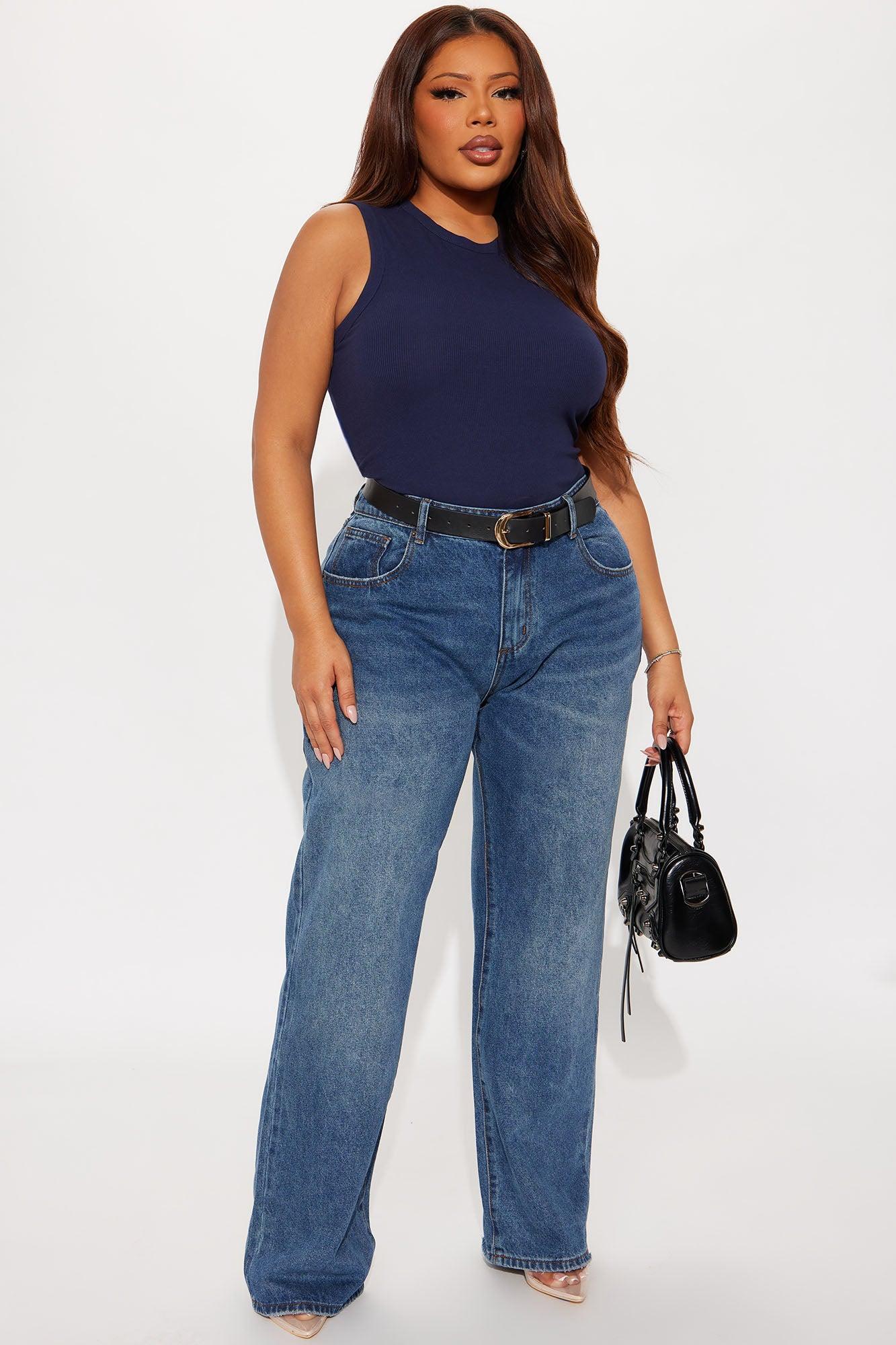 Lily Ribbed Tank - Navy Product Image