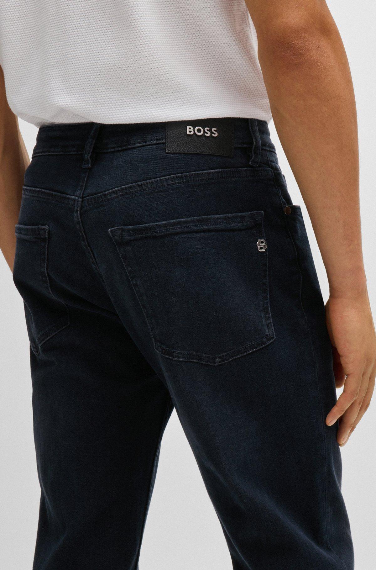 BOSS - Regular-fit jeans in blue-black super-soft denim - Black Product Image