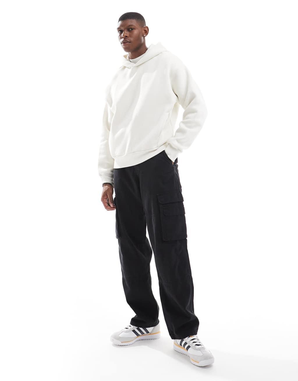 Bershka boxy tonal back print hoodie in white Product Image