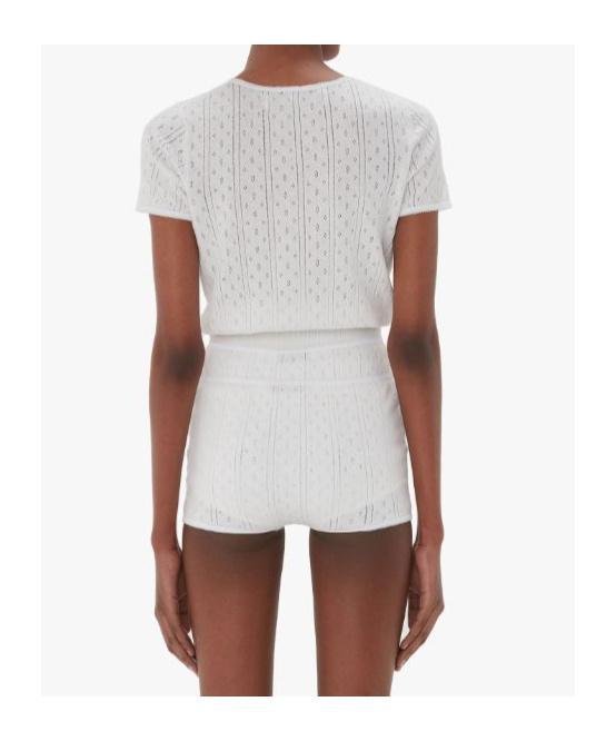 JW ANDERSON Cotton Pointelle-knit T-shirt In White Product Image