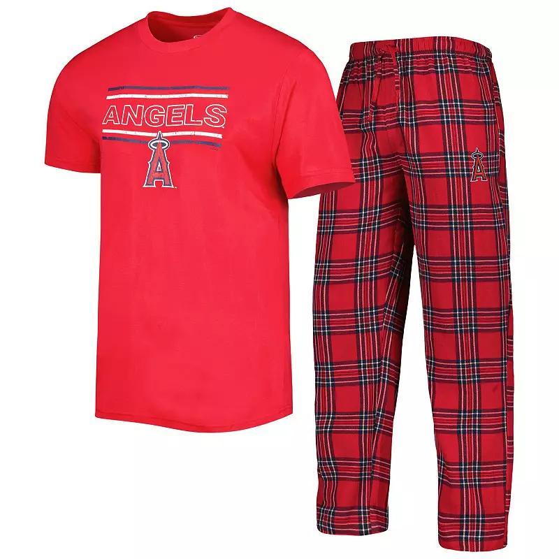 Men's Concepts Sport Red/Navy Los Angeles Angels Badge T-Shirt & Pants Sleep Set, Size: 4XL Product Image