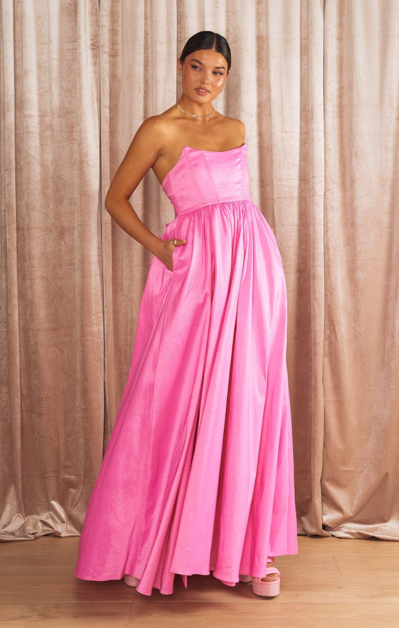 Juliet Maxi Dress ~ Pink Taffeta Product Image