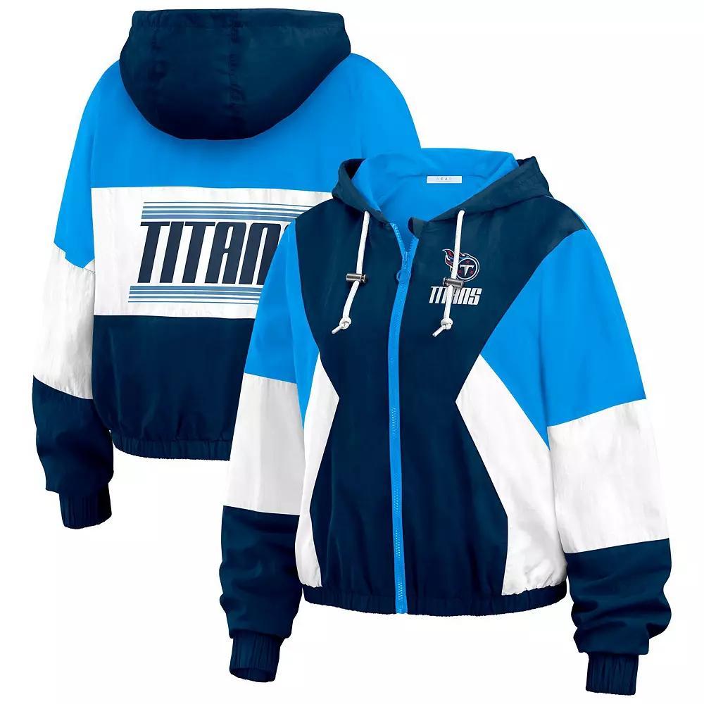 Women's WEAR by Erin Andrews  Navy Chicago Bears Color Block Full-Zip Windbreaker Jacket, Size: XS, Blue Product Image