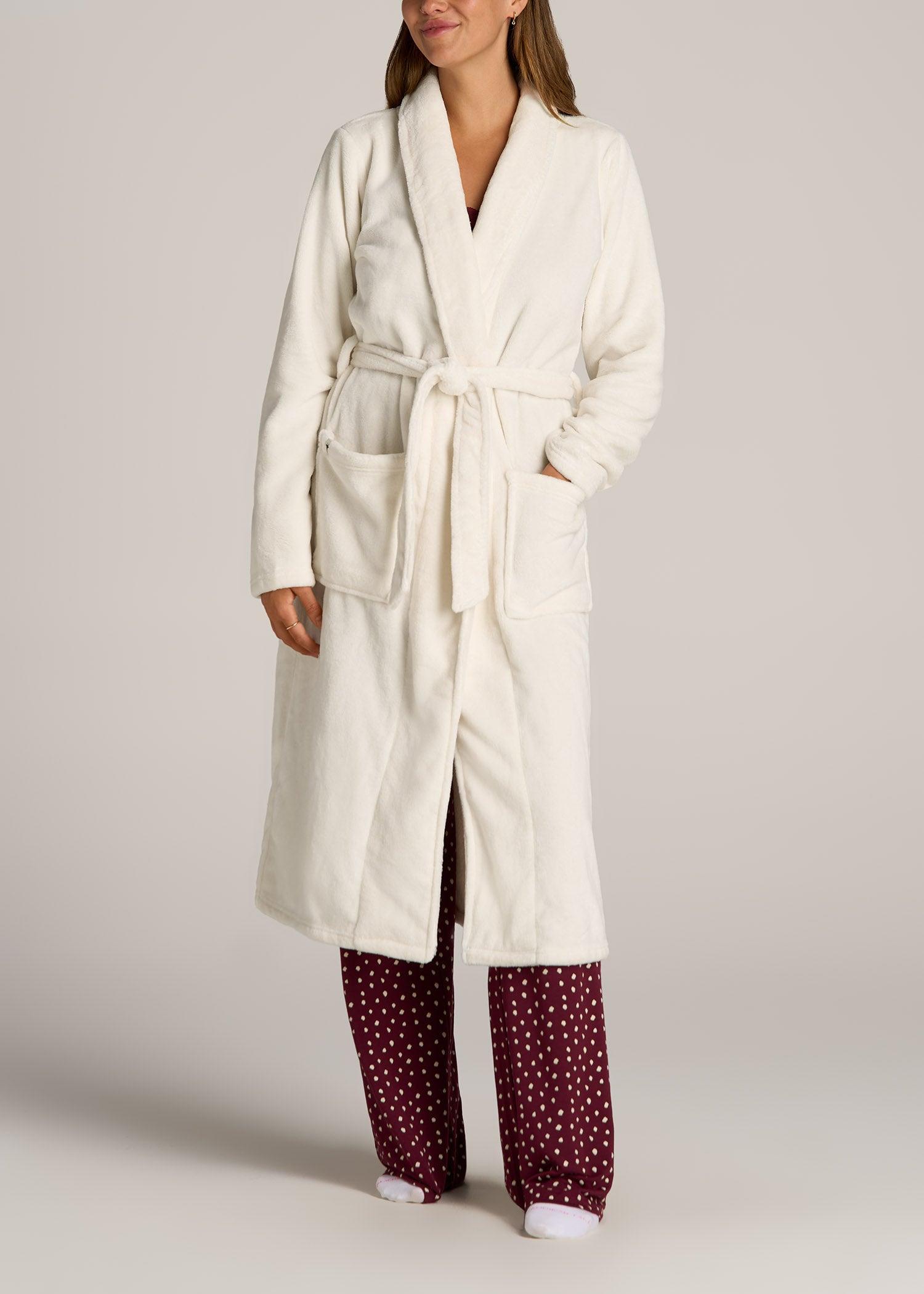 Women's Tall Lounge Robe in White Alyssum Female Product Image