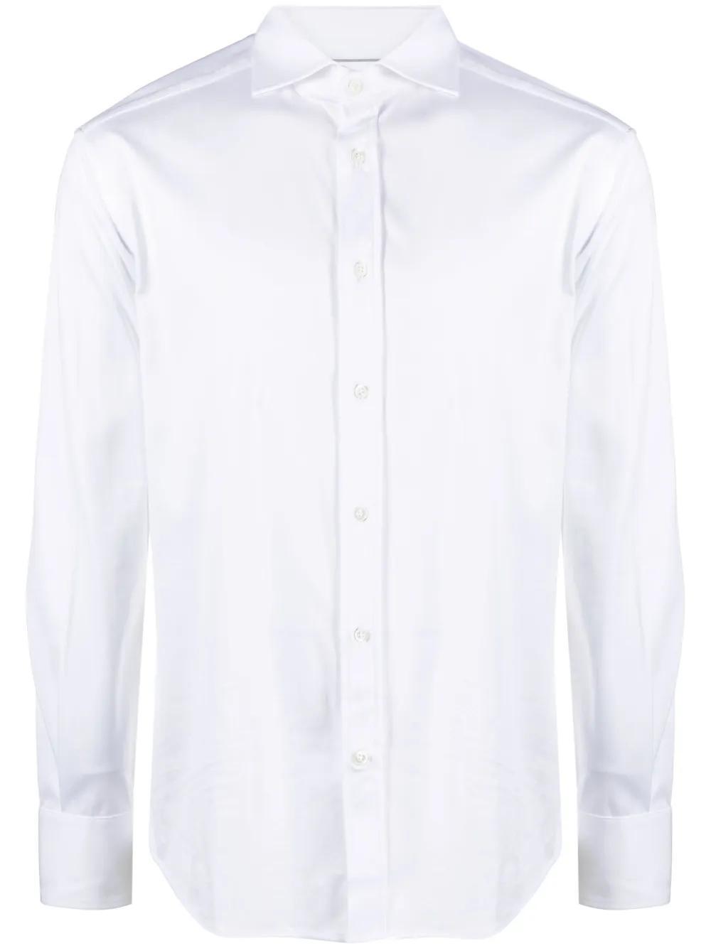 BRUNELLO CUCINELLI Spread-collar Cotton Shirt In White Product Image