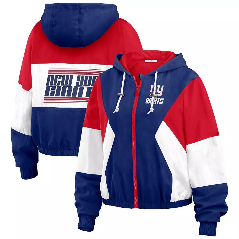 Women's WEAR by Erin Andrews  Royal New York Giants Color Block Full-Zip Windbreaker Jacket, Size: Medium, Blue Product Image