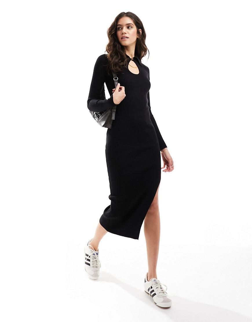 Mango Womens Opening Detail Ribbed Knit Dress Product Image