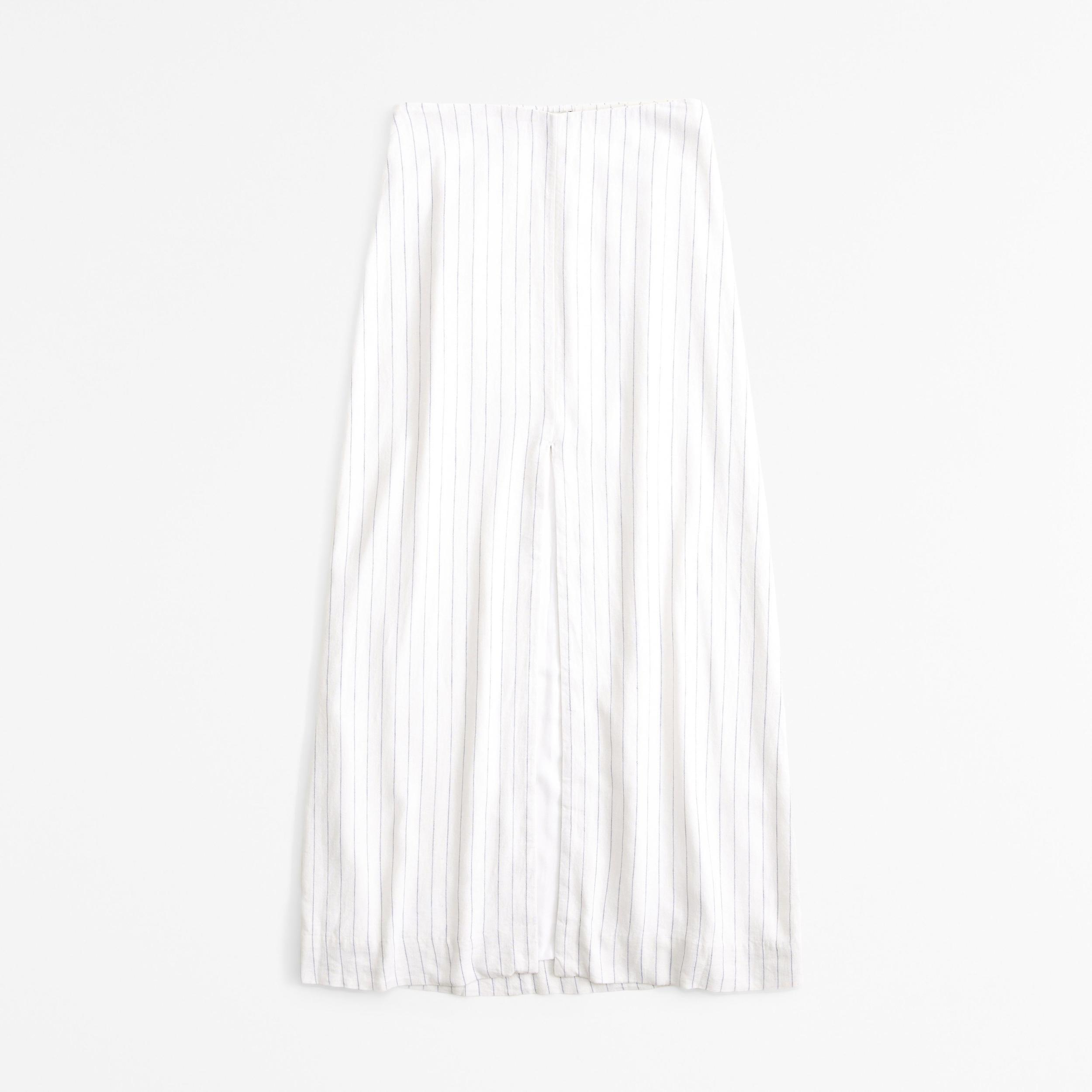 Linen-Blend Front-Slit Maxi Skirt Product Image