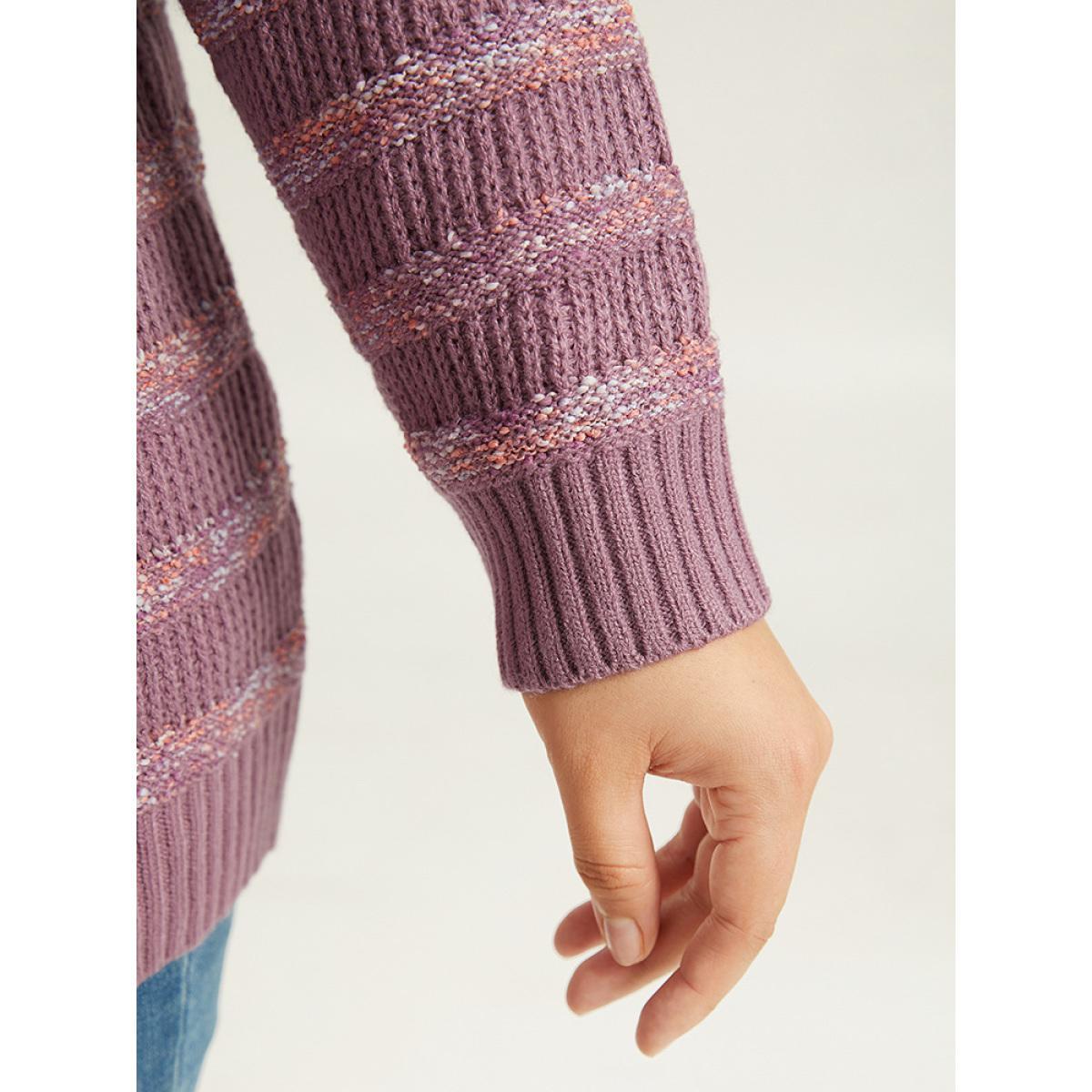 Plus Size Contrast Drop Shoulder Button Through Cardigan Mauve Women Casual Loose Long Sleeve Dailywear Cardigans BloomChic 18-20/2X Product Image
