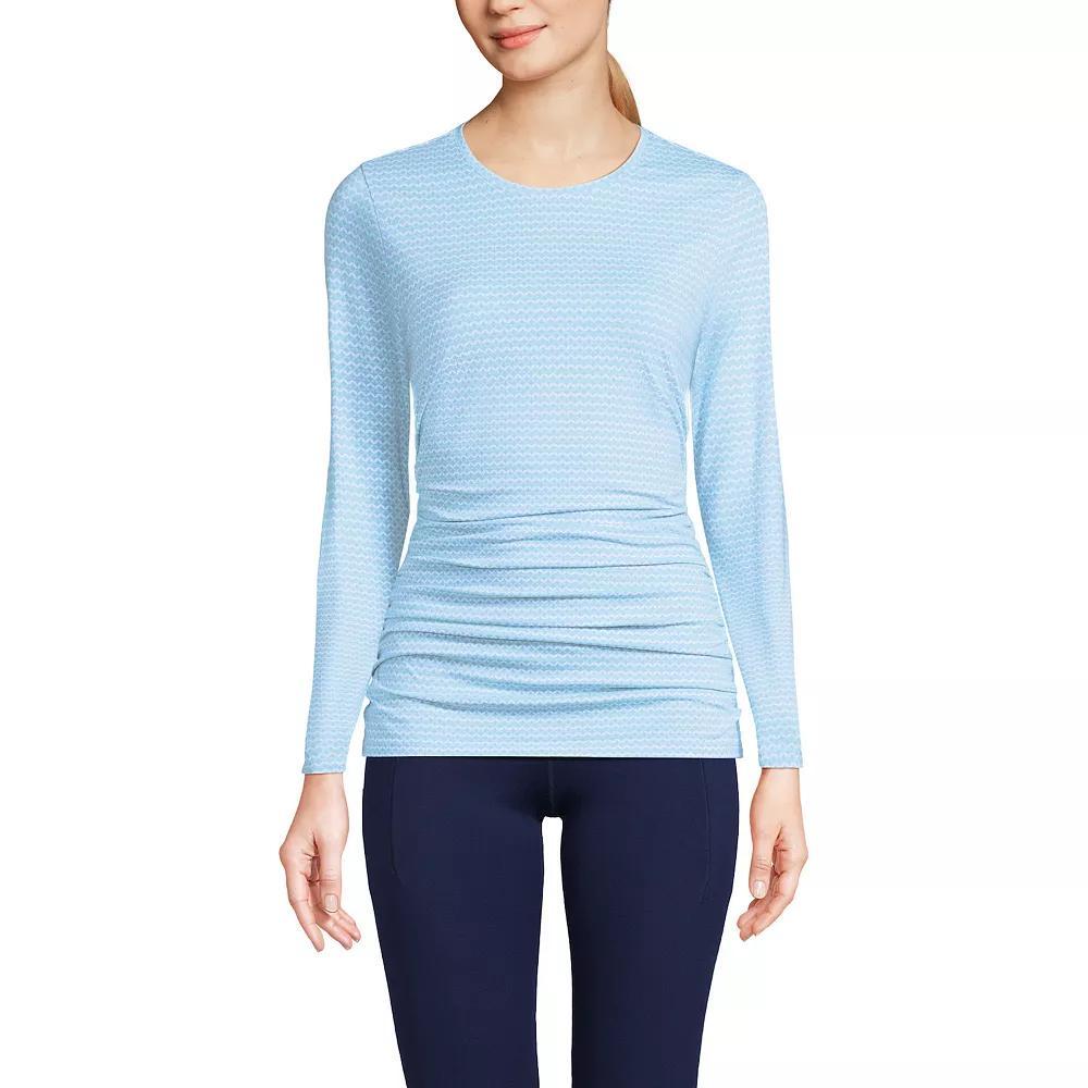 Women's Lands' End Power Performance Long Sleeve Fitted T-Shirt, Size: Small, Soft  Geo Stripe Product Image