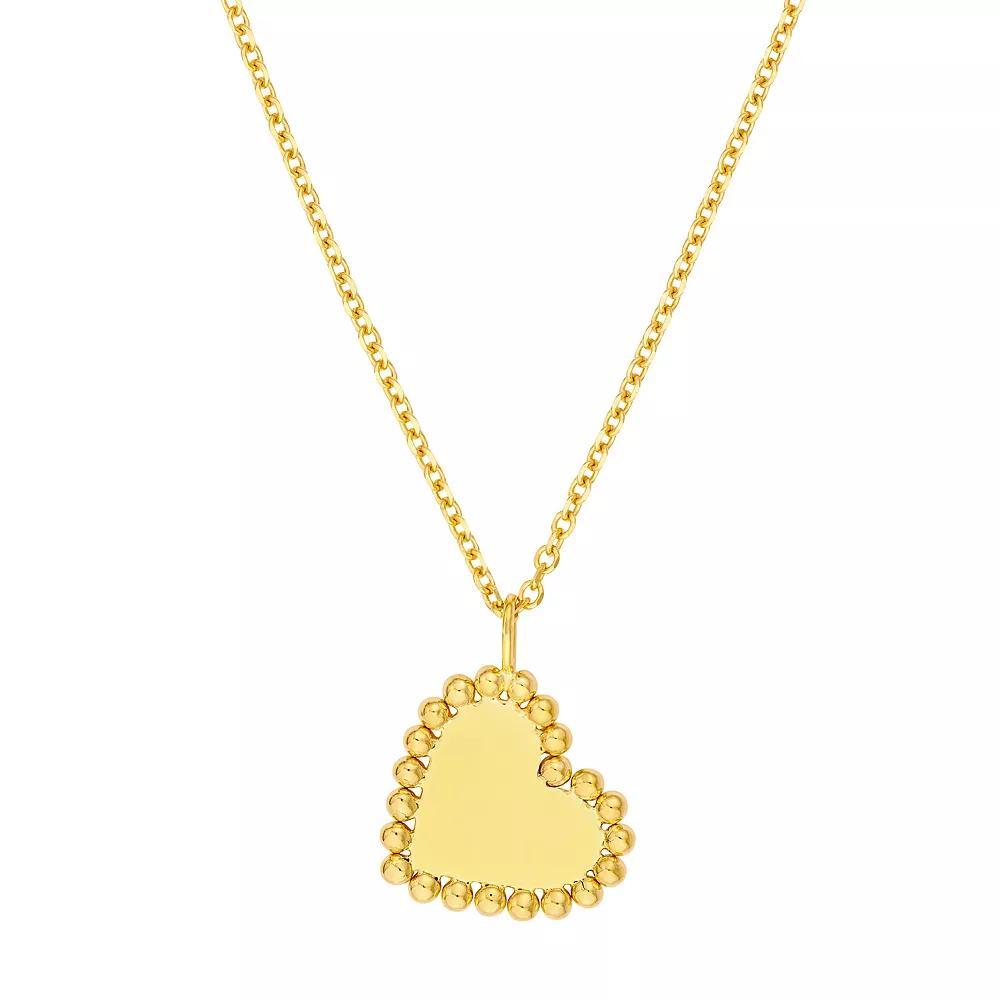 14k Gold Beaded Heart Pendant Necklace, Women's, Size: 18" Product Image