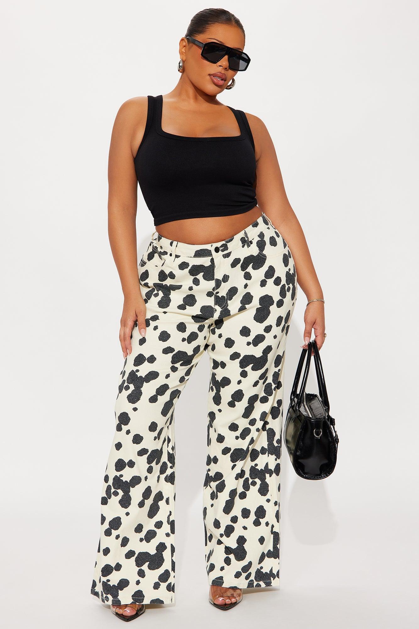 Something Sweet Baggy Printed Jeans - Black/White Female Product Image