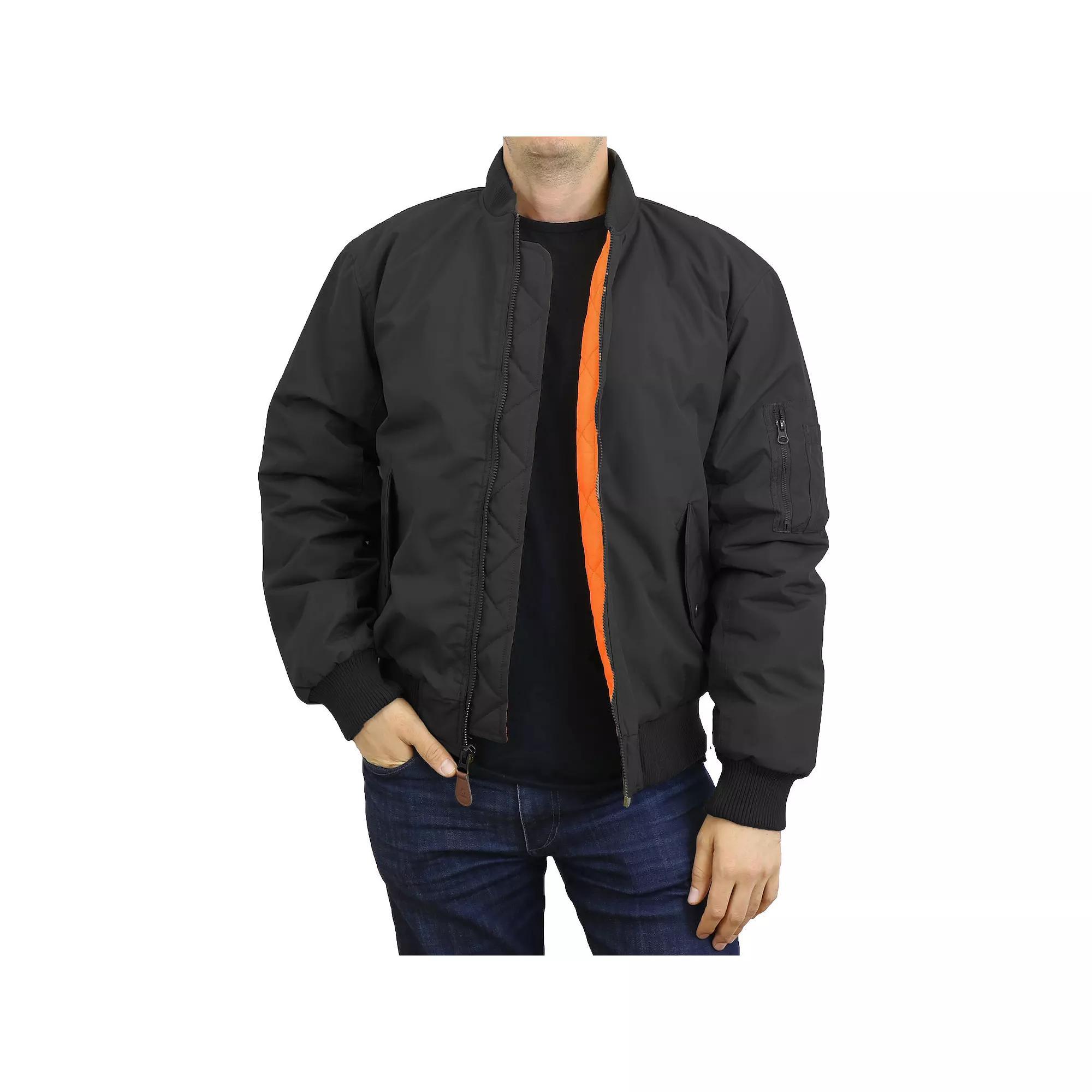 Men's Spire by Galaxy Heavyweight MA-1 Flight Jacket, Size: Large, Black Product Image
