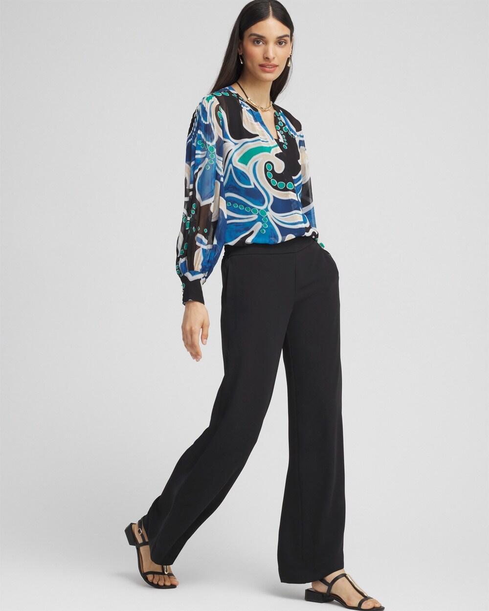 Pintuck Detail Swirl Print Top Product Image