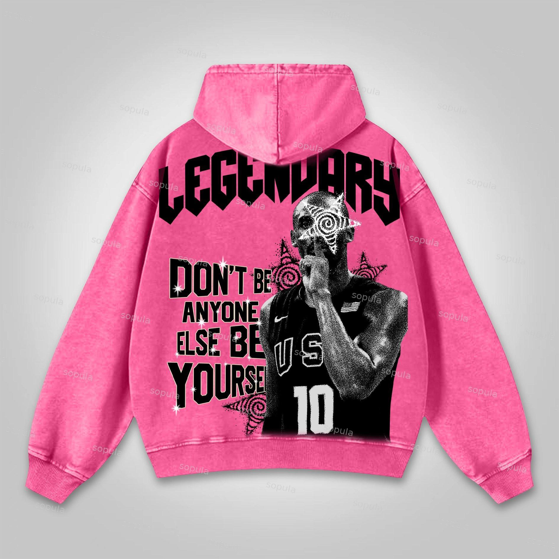 Vintage Pattern Print Acid Washed Oversized Hoodie Product Image