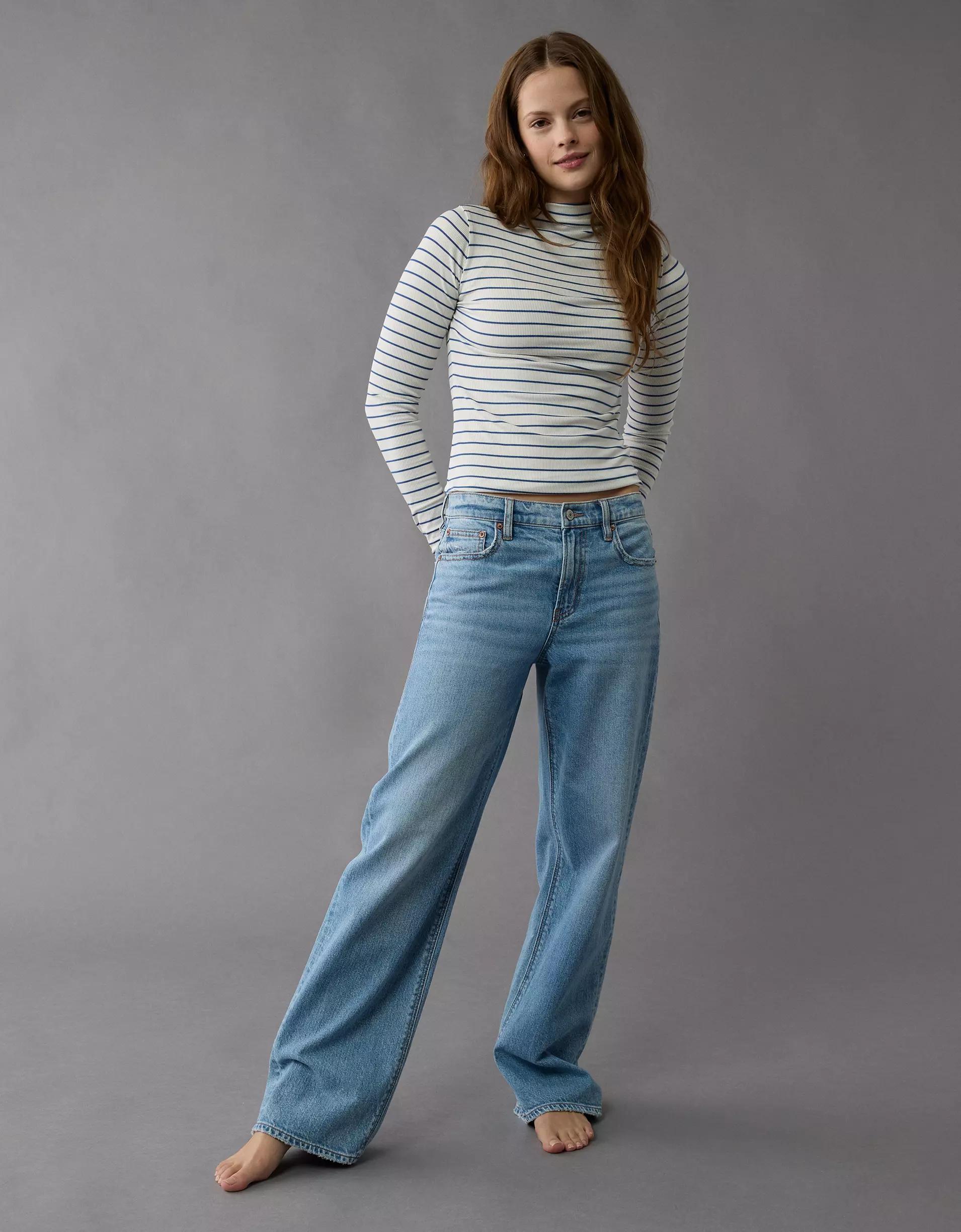AE Soft & Sexy Long-Sleeve Mock Neck T-Shirt Product Image