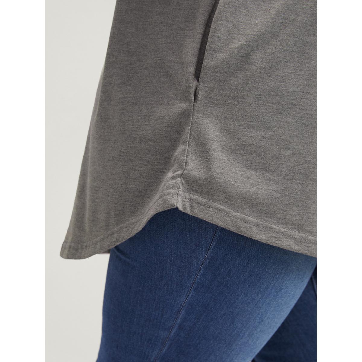 Plus Size Leopard Contrast Drop Shoulder Sweatshirt Women DimGray Casual Patchwork Round Neck Dailywear Sweatshirts BloomChic 12/L Product Image
