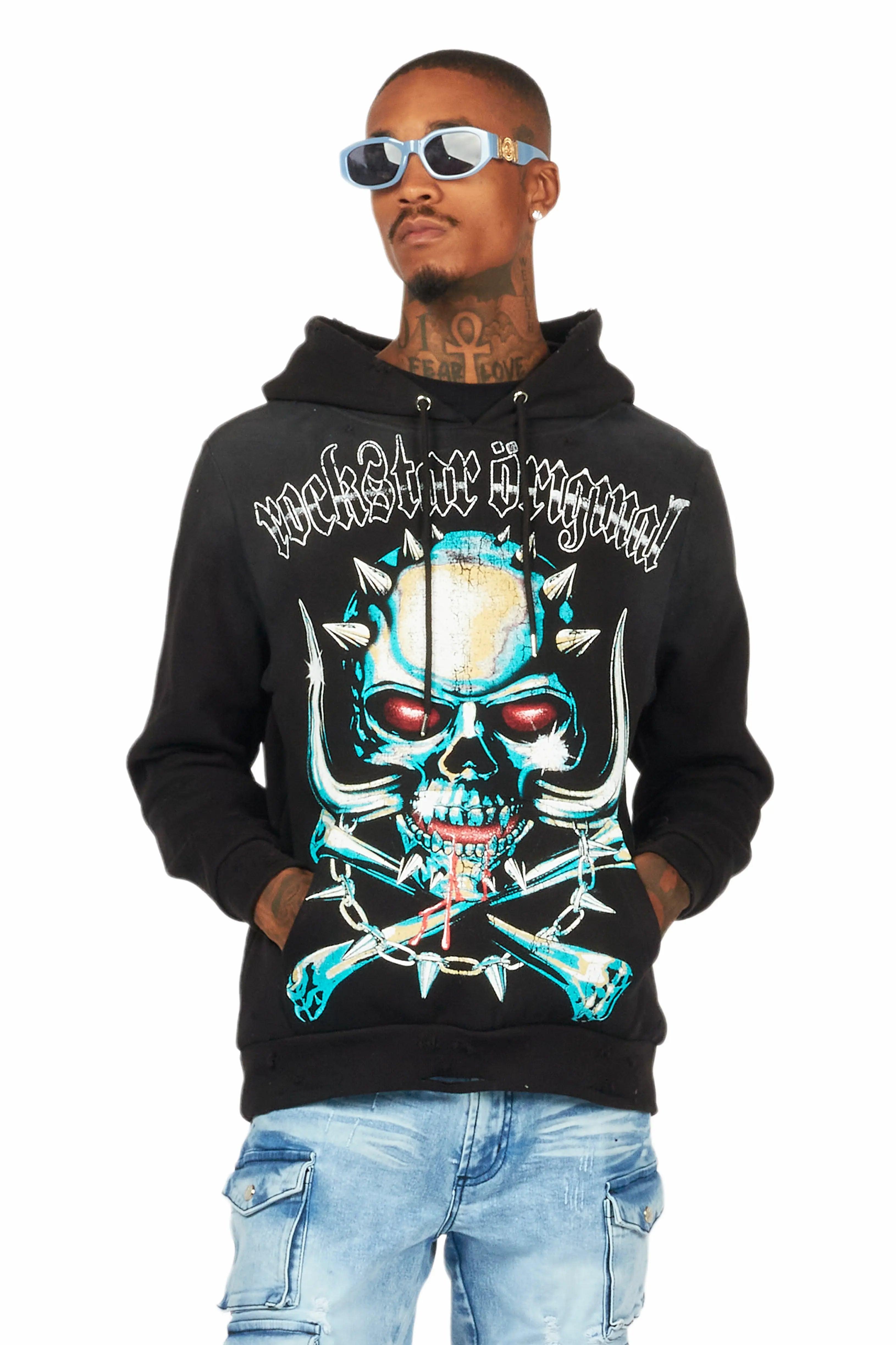 Inner Luv Black Distressed Graphic Hoodie Male Product Image