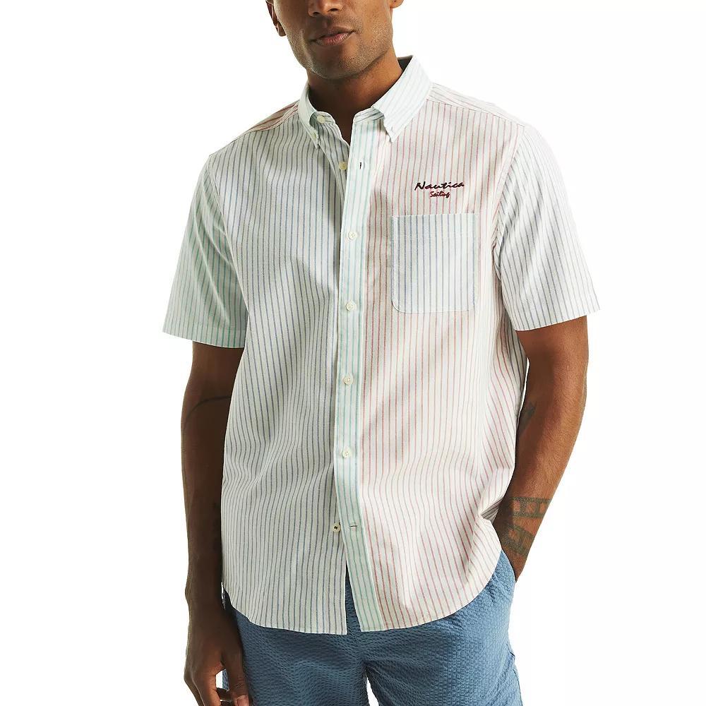Men's Nautica Thin Striped Short-Sleeve Shirt, Size: Large, Colorblock Product Image