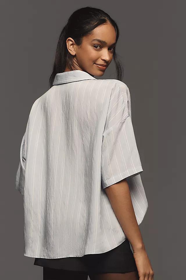 The Dylon Short-Sleeve Wide-Placket Top: Striped Edition Product Image