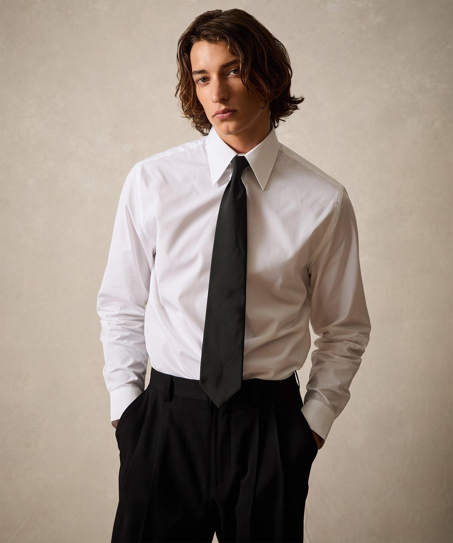 Cotton Poplin Long Point Collar Dress Shirt Product Image