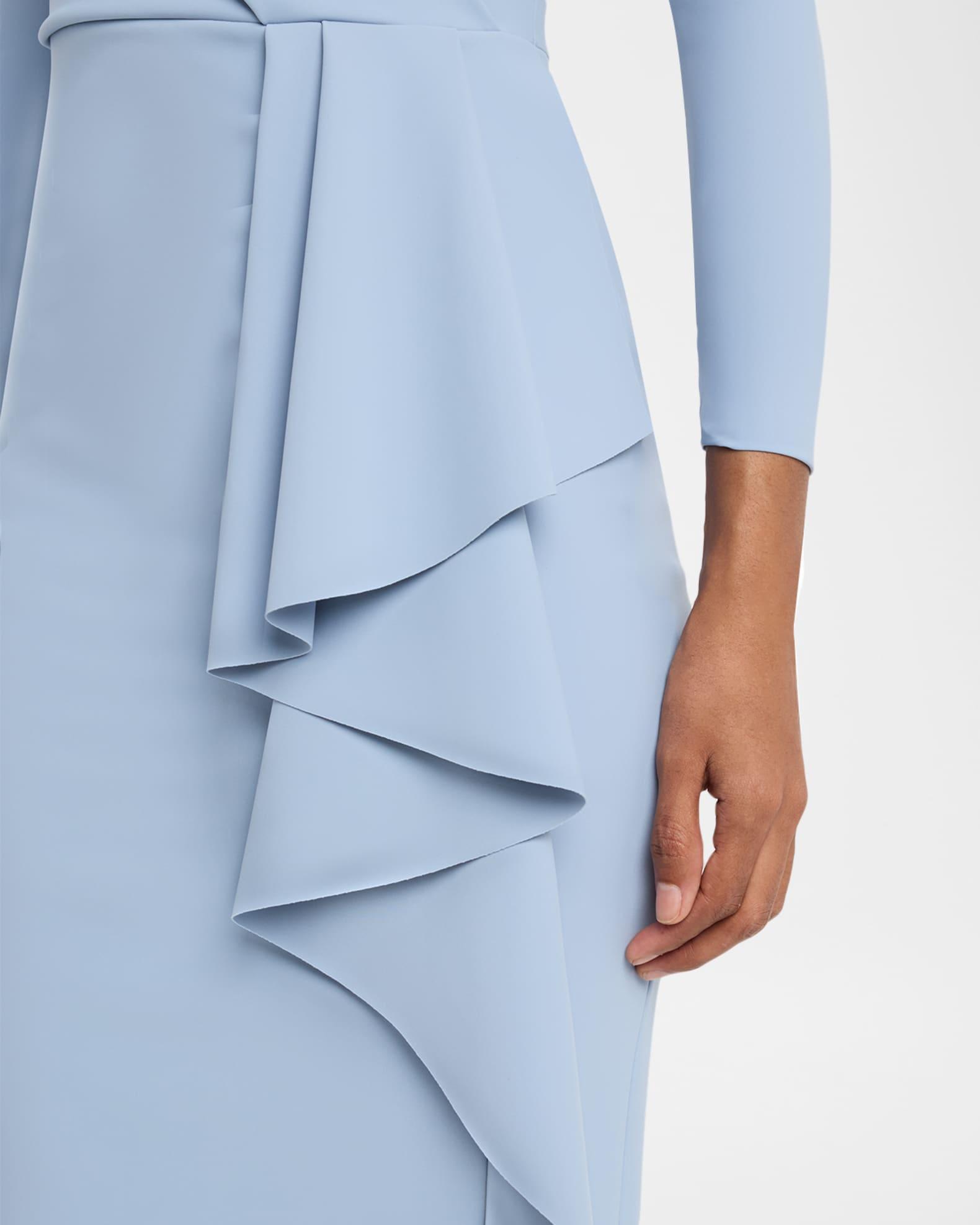 Draped Faux Wrap Bodycon Midi Dress Product Image
