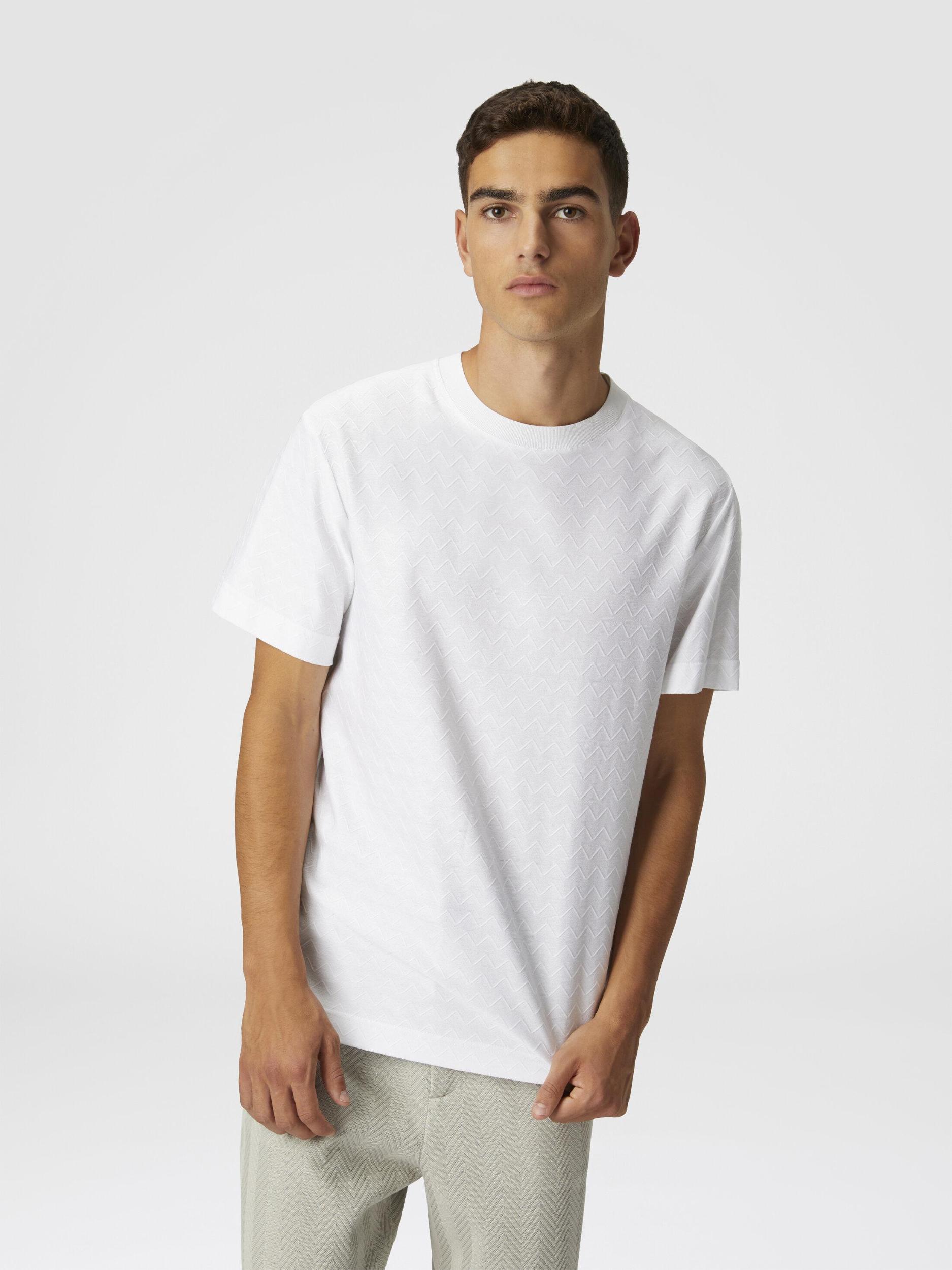 Tone-on-tone zig zag cotton jersey crewneck T-shirt Product Image