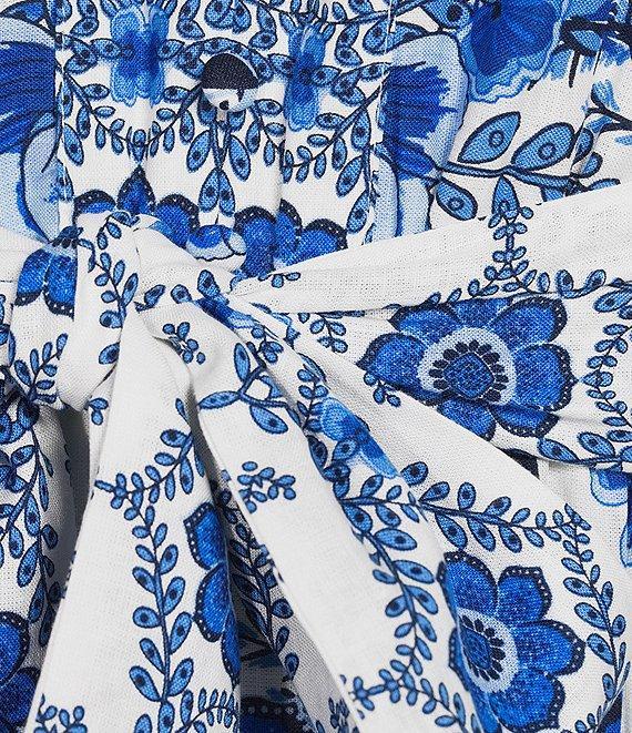 A Loves A Floral Printed Linen Blend Long Sleeve V-Neck Self Tie Maxi Dress Product Image