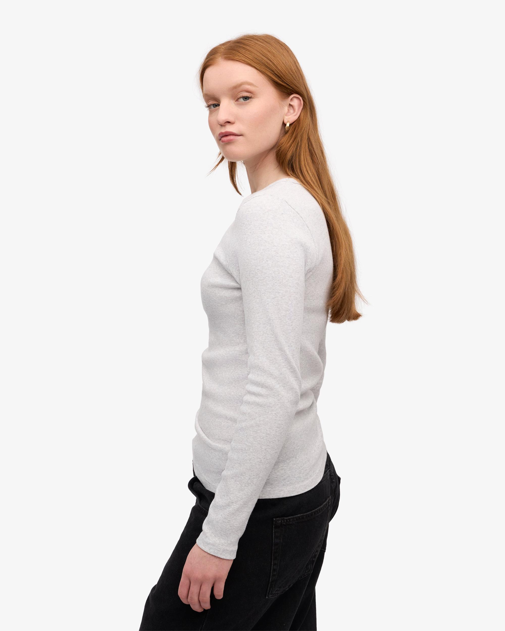 Women Organic Rib LS T-Shirt - Snow Melange Product Image