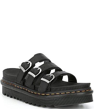 Dr. Martens Womens Blaire Leather Buckle Platform Slide Sandals Product Image