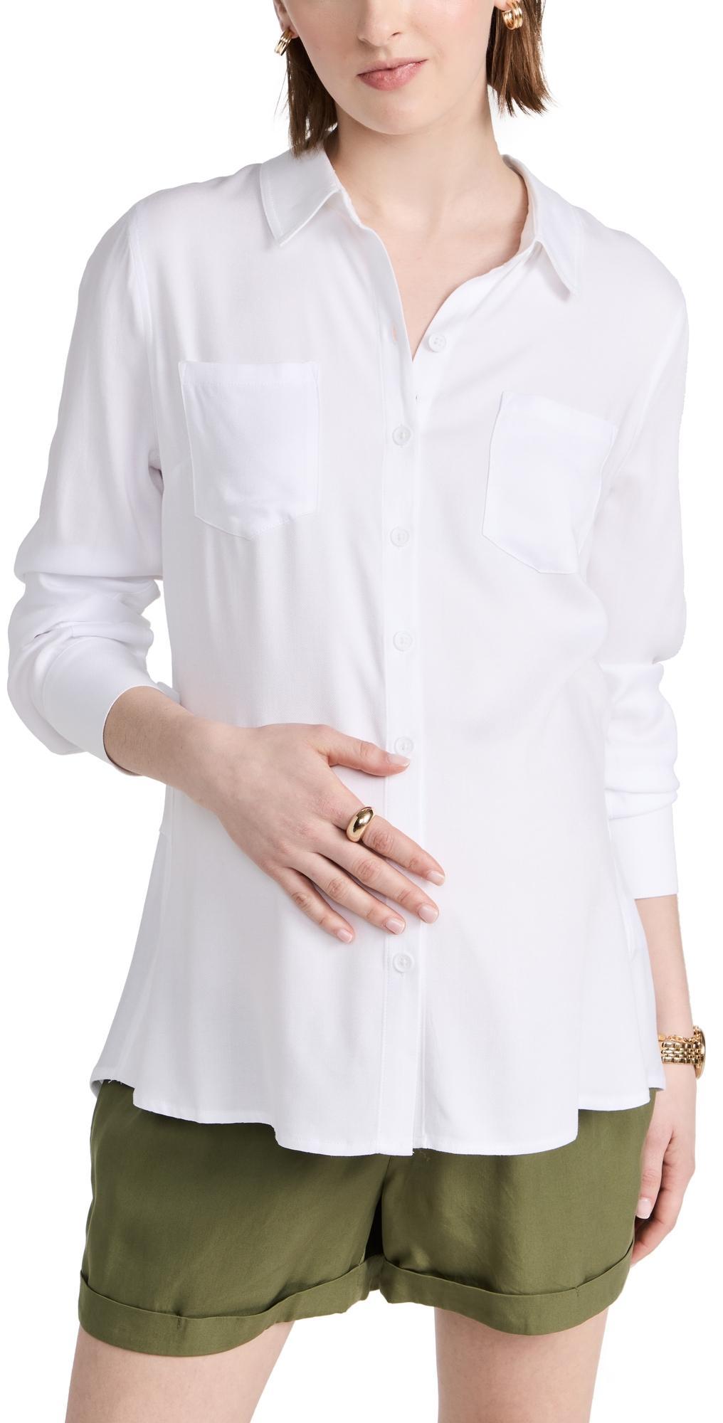 Ingrid & Isabel Classic Button Down Shirt White XS Product Image