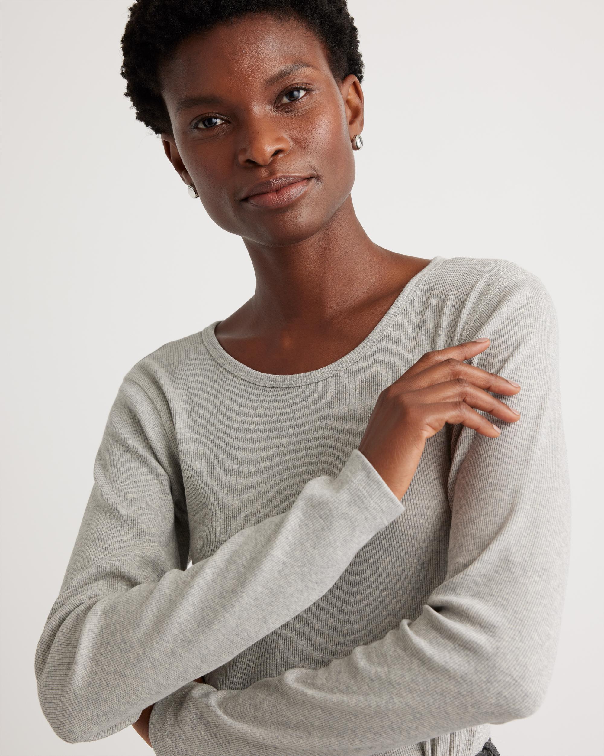 Quince | Women's Micro-Rib Long Sleeve T-Shirt Size XS, Organic Cotton Product Image