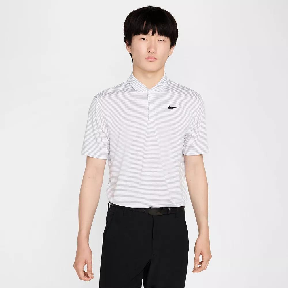 Men's Nike Striped Dri-FIT Golf Polo, Size: XL, White Gray Product Image