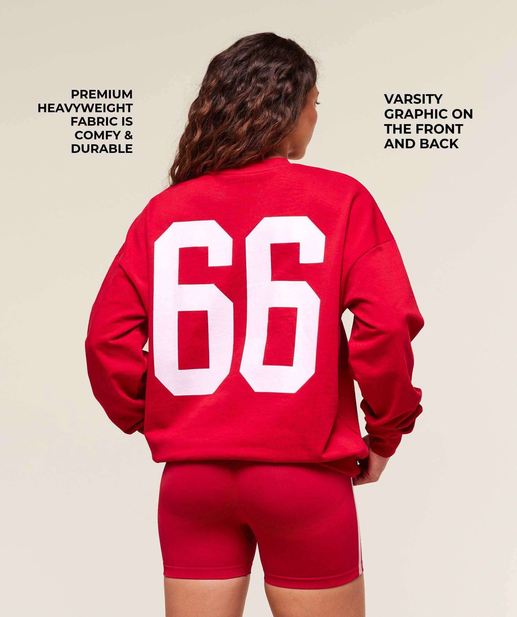 Gymshark Varsity Graphic Pullover - Conditioning Red Female Product Image