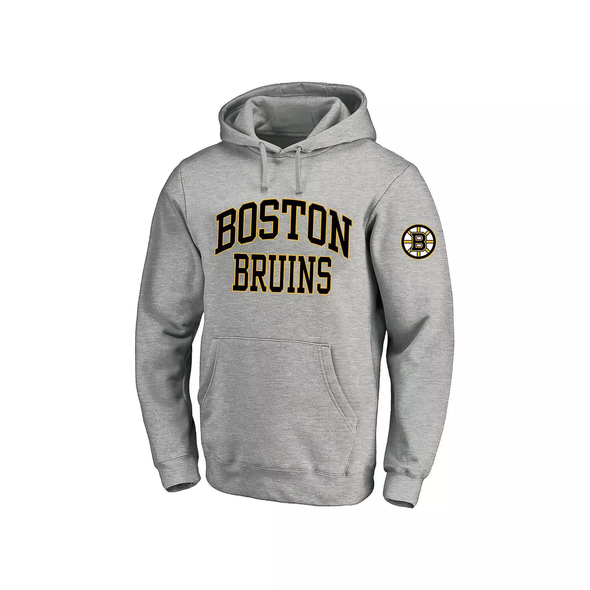 Men's Fanatics Heather Gray Boston Bruins Big & Tall Fleece Pullover Hoodie, Size: 3XLT, Grey Product Image