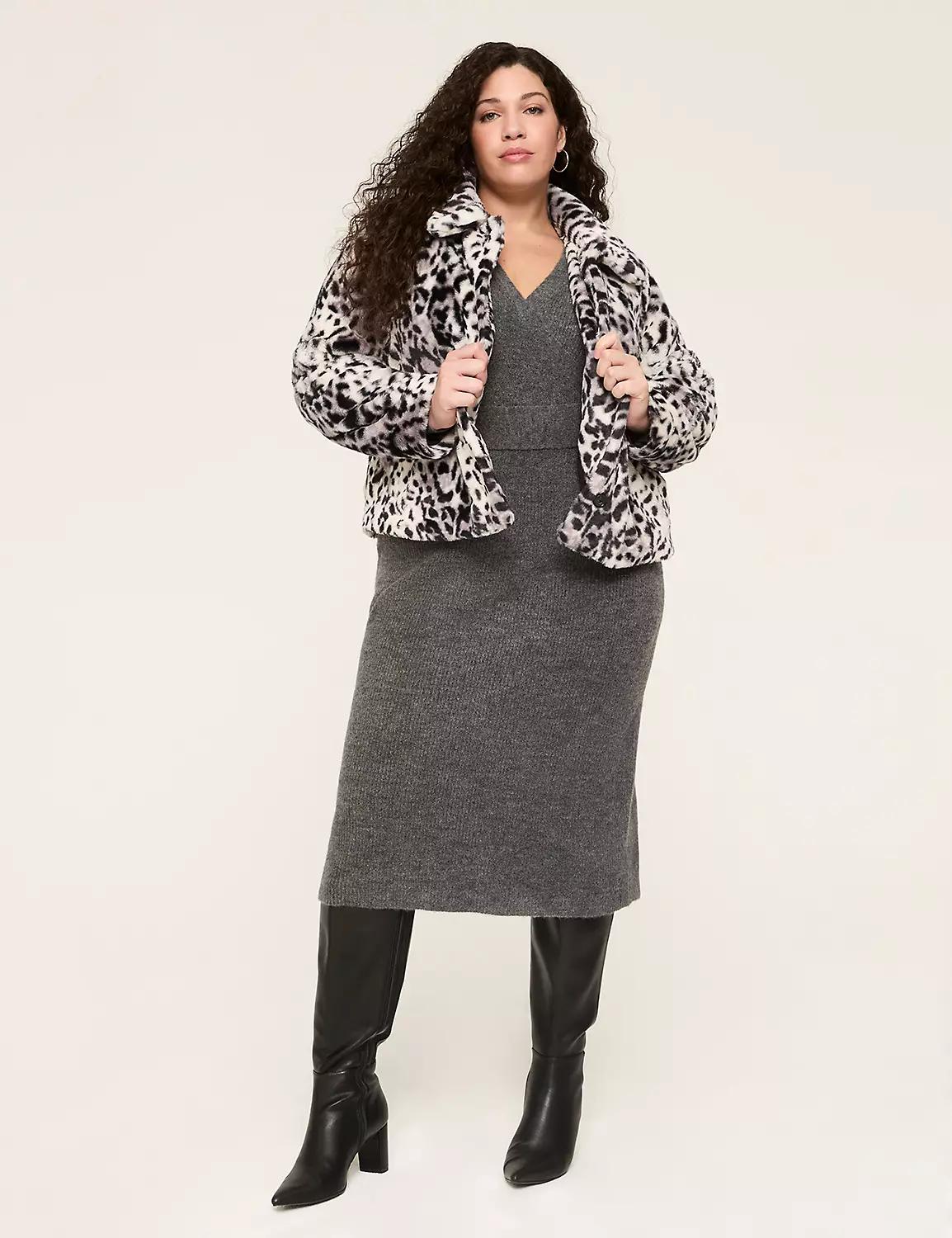 Animal Print Faux-Fur Short Jacket Product Image