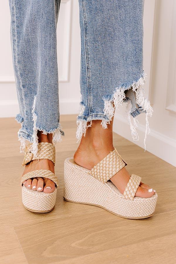 The Amaya Woven Platform Wedge in Natural Product Image