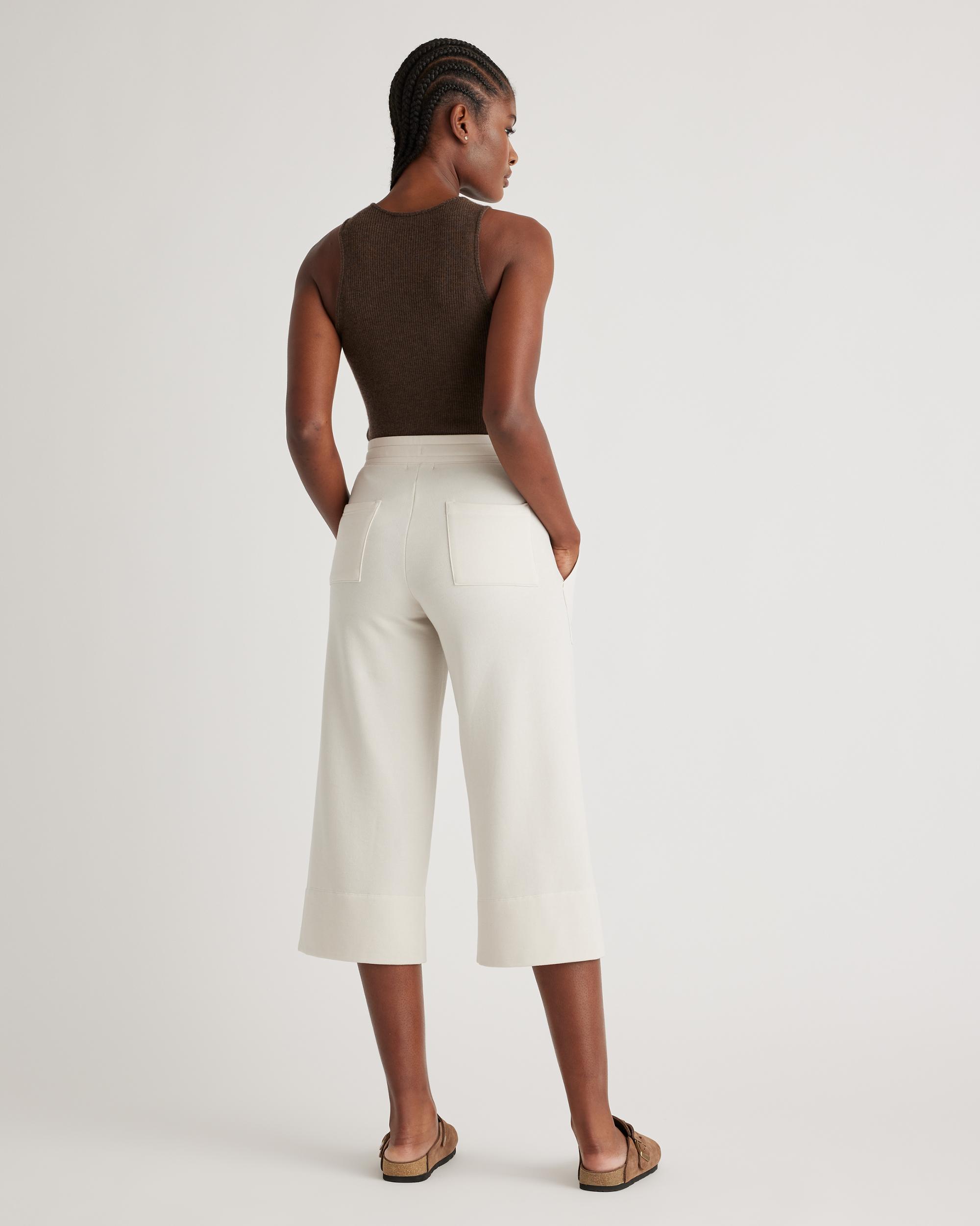 Quince | Women's SuperSoft Fleece Cropped Wide Leg Pants Lenzing Modal Product Image