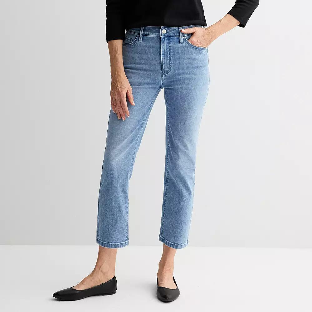 Womens Croft & Barrow Straight Leg Cropped Jeans Light Blue Product Image