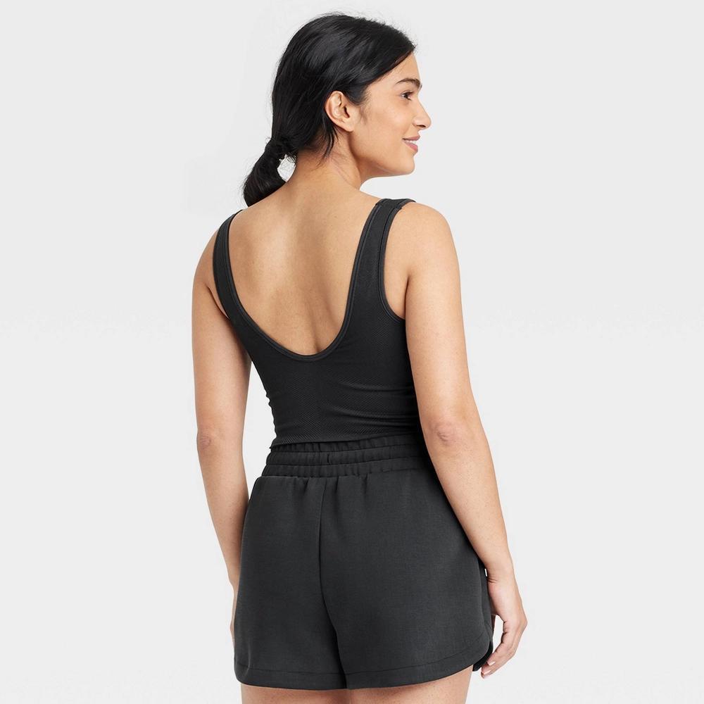 Women's Seamless Cropped Tank Top - All In Motion™ Black L: Moisture Wicking, Midweight, Pullover, Knit Product Image