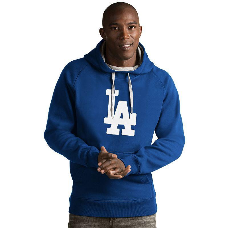 Men's Antigua Los Angeles Dodgers Victory Logo Hoodie, Size: Small, Gray Product Image