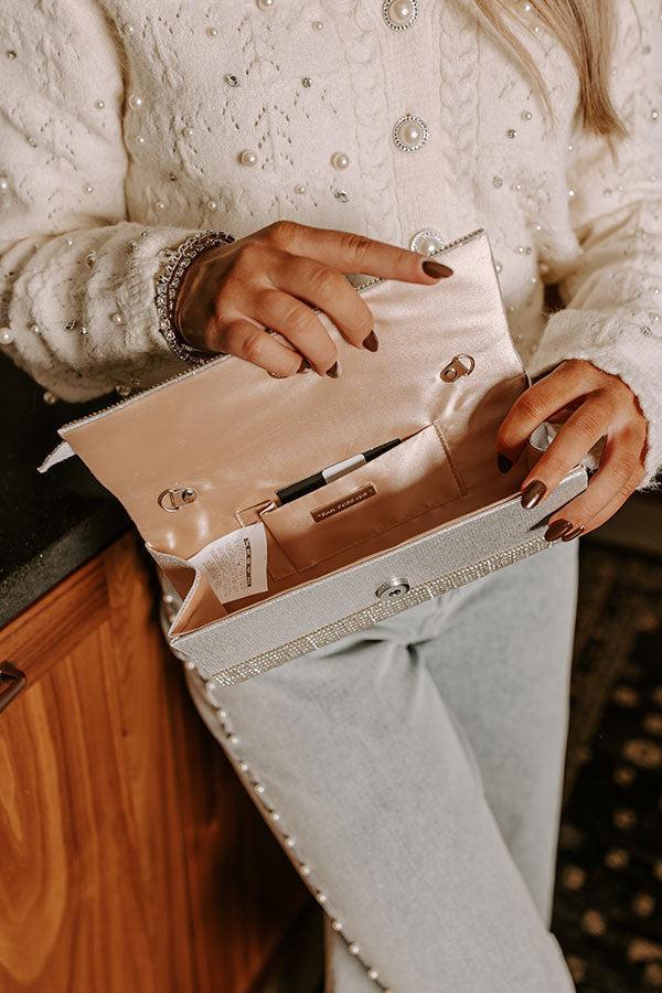 Gala Ready Rhinestone Clutch in Silver Product Image
