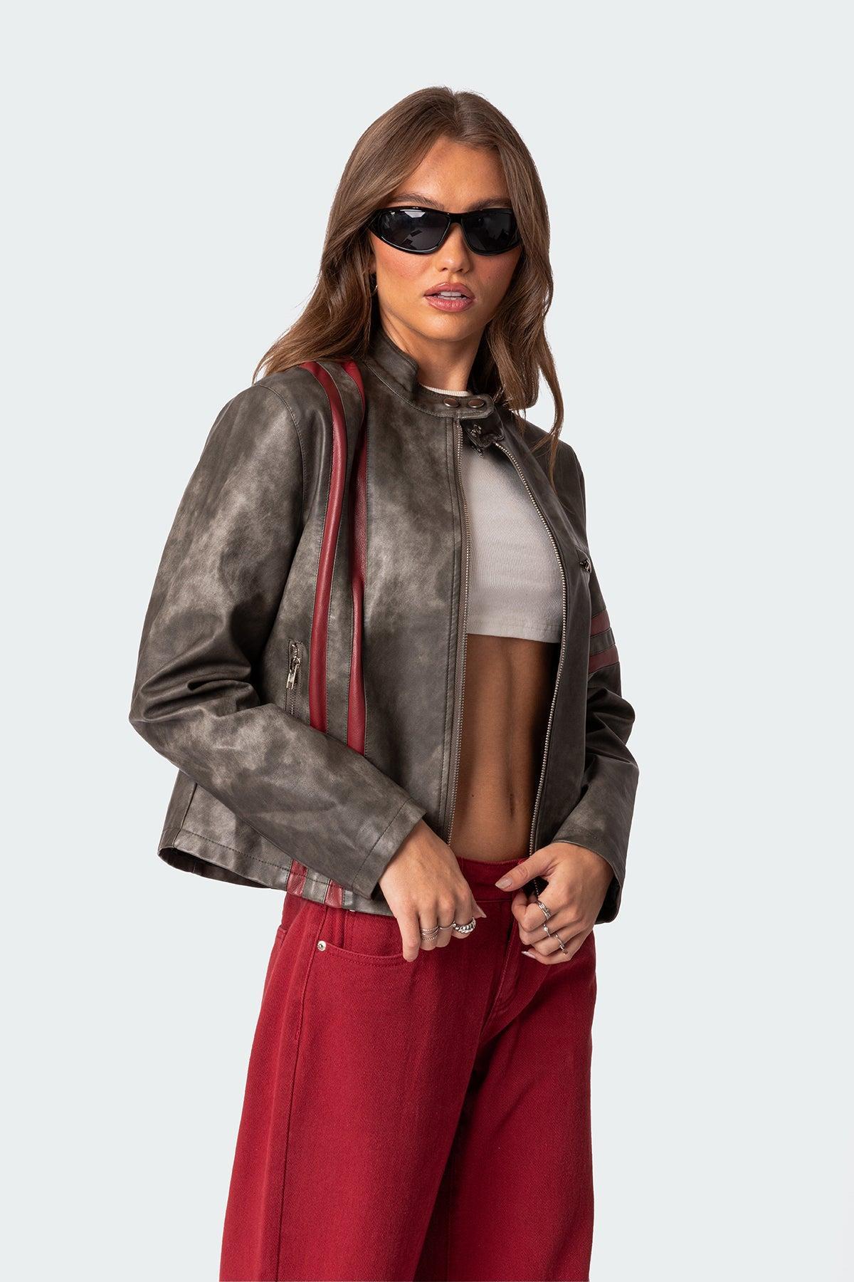 Thunder Washed Faux Leather Jacket Product Image