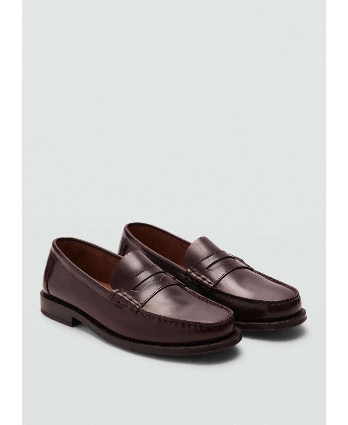 Aged-leather loafers - Men | MANGO USA Product Image