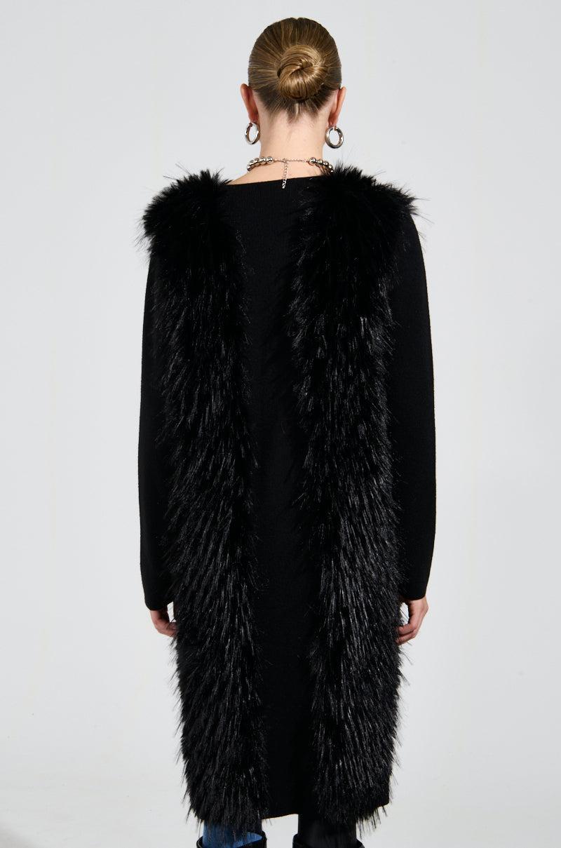 SASHA FIERCE LONG FUR TRIM CARDIGAN Product Image