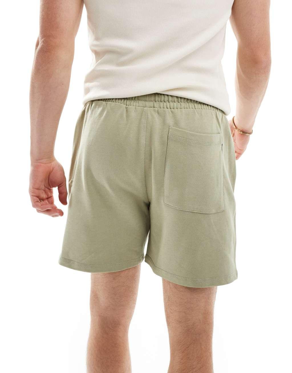 ONLY & SONS pull on jersey shorts in sage Product Image