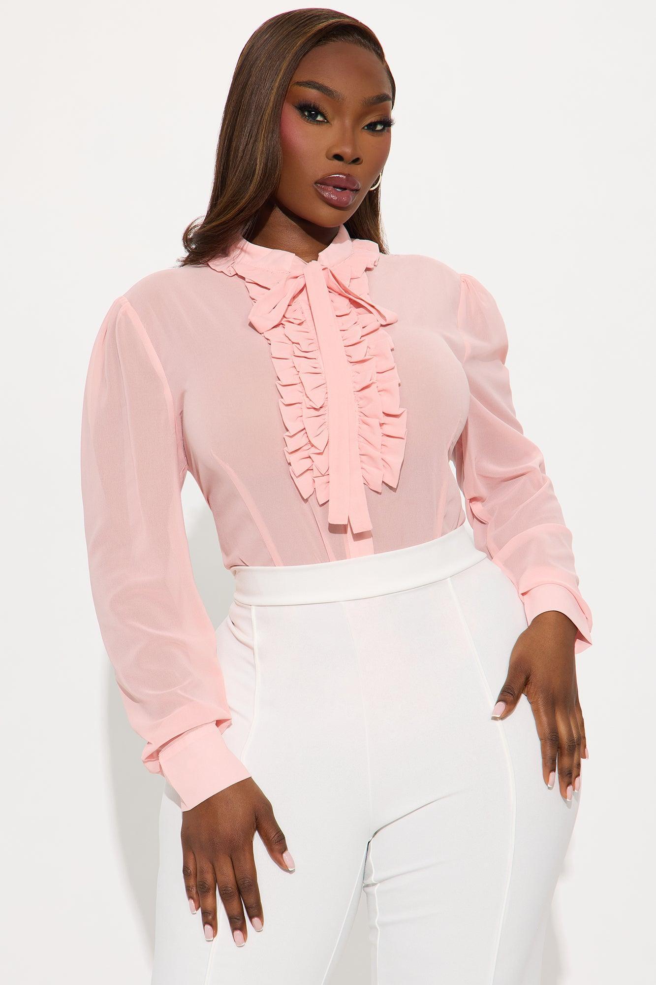 Mishelle Chiffon Bodysuit - Blush Product Image
