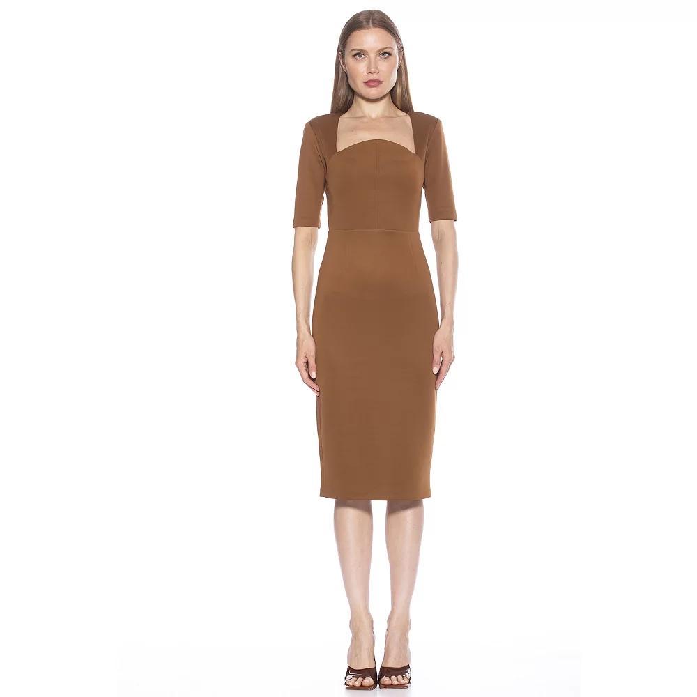 Women's ALEXIA ADMOR Freya Short Sleeve Midi Sheath Dress, Size: XS, Green Team Product Image